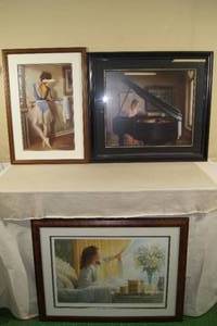 lot 39 image: 3 Robert Olson Framed Art Prints - Dancer, Piano