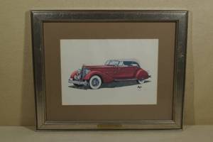 lot 42 image: Framed 1934 Packard LeBaron Phaeton Numbered Sketch - Blazich