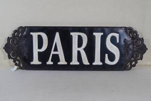 lot 155 image: Large Decorative Paris Sign - Metal with Wood Accent
