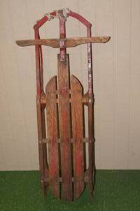 lot 158 image: Vintage Metal and Wood Sled
