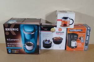 lot 195 image: Coffee Maker, Keurig, and BBQ Grill Combo