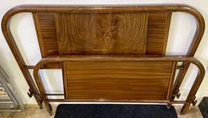 lot 89 image: Vintage Full Size Metal Bed on Casters