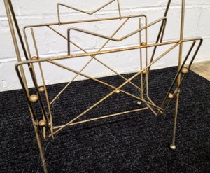 lot 26 image: Vintage Mid Century Brass Magazine Rack