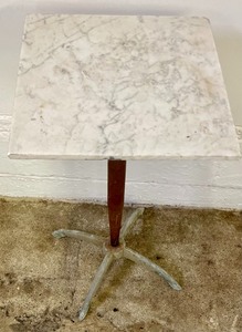lot 65 image: Petite Vintage Marble Top Accent Table