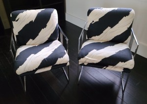 lot 9 image: Pair of Awesome Vintage Chrome Armchairs