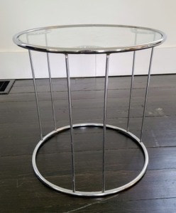 lot 12A image: Vintage Glass Topped Accent Table