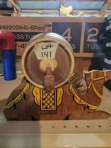 Whiskey barrel decanter with 2 cups...