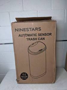 lot 118 image: Nine Stars 13.2 gal  50L Motion Sensor Garbage Can, Stainless Steel