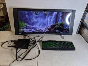 lot 91 image: Gaming Setup HP 34 Curved Monitor, Lenovo Intel Core I3, & Razor Blackwidow Keyboard