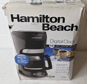 lot 136 image: Hamilton Beach 12 Cup Coffee Maker with Digital Clock (49467)