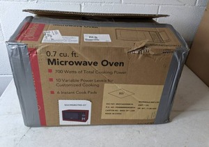 lot 184 image: Sunbeam 0.7 Cu. Ft. 700-Watt Countertop Microwave Oven - Red
