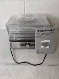 lot 160 image: Elite Gourmet Stainless Steel 5-Tray Food Dehydrator with Temp Controls