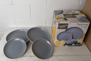 lot 244 image: Gibson Home Rockaway 12-Pc. Stoneware Dinnerware Set - Blue, Service for 4