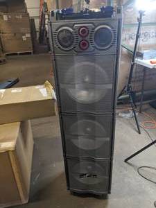 lot 354 image: beFree Sound BFS-6700 Party Lights Triple Subwoofers Bluetooth Portable Speaker with USBSD Input, FM Radio, Remote Control and Microphone, Blue