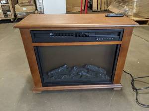 lot 325 image: LifeSmart 28 Woodgrain Infrared Electric Fireplace