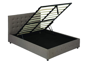 lot 104 image: DHP Cambridge Upholstered Platform Bed with Under Bed Storage, Queen Size