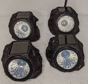 lot 375 image: Pure Garden LED Solar Rock Landscape Lights  4-Pk.