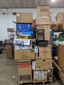 lot 47 image: Super Buy Pallet 47 Drone, Garmin, Lawn Mower, Teapot, Space Heater, Dishes, BeFree, Scale, and More