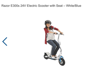lot 283 image: Razor E300s 24V Electric Scooter with Seat  WhiteBlue