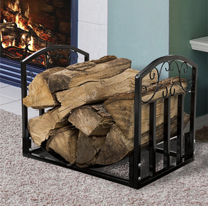 lot 333 image: Pure Garden Fireplace Log Bin with Scrolls - Black