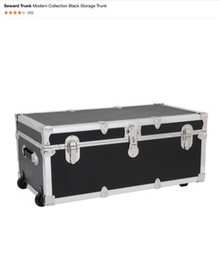 lot 51 image: Seward Trunk Modern Collection Black Storage Trunk, Jewelry Box & Household Home Decor. See Pictures