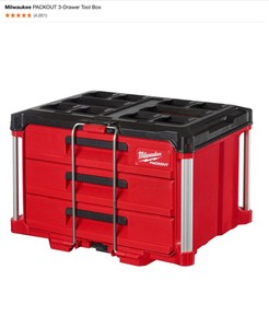lot 54 image: Milwaukee PACKOUT 3-Drawer Tool Box. See Pictures