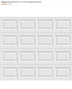 lot 61 image: Clopay Classic Collection 9 ft. x 7 ft. Non-Insulated Garage Door & 8 ft. x 7 ft. 6.5 R-Value Insulated White Garage Door. See Pictures