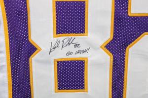 lot 3 image: Minnesota Vikings Kyle Rudolph Autographed Jersey Inscribed Go Irish JSA COA #W286343