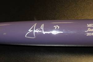 lot 8 image: BWP Justin Morneau 2014 Batting Champion Full Size Autograph Bat