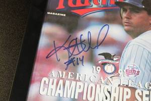 lot 29 image: Minnesota Twins Kent Hrbek Autograph Framed Program