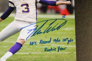 lot 45 image: Minnesota Vikings Blair Walsh Autograph 8x10 Photo