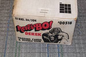 lot 99 image: Sealed Case 1981 Fleer Heres Bo Derek Unopened Wax Boxes