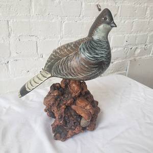 lot 53 image: Hand-Painted Ruffed Grouse and Burlwood Stand