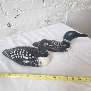 lot 32 image: Hand-Painted Loon Duo