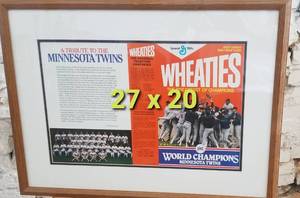 lot 69 image: Framed 1987 Minnesota Twins World Championship Wheaties Box