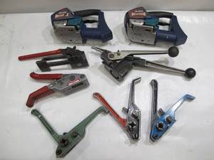 lot 405 image: Mixed lot of 8 Various StrapBanding Tools - UntestedUSED - AS-IS