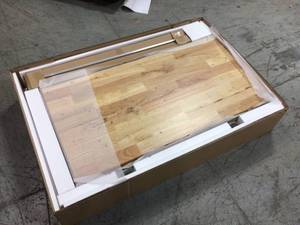 lot 14 image: 46 in. Adjustable Height Work Table with 2-Drawers in White by Husky Customer Returns See Pictures
