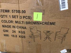 lot 101 image: Multi Brown Plus Cream Patio Chat Set not used see pictures