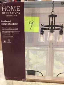 lot 109 image: Home Decorators Knollwood 3-Light Blackened Bronze Chandelier