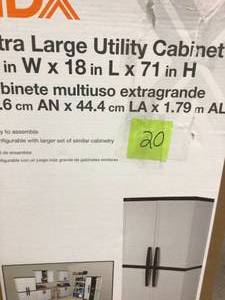 lot 120 image: HDX Extra Large Utility Cabinet 35 x 18 x 71 customer Returns see pictures