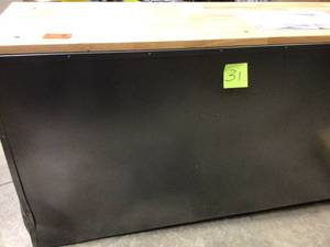 lot 131 image: Husky 61 in. W 10-Drawer, Deep Tool Chest Mobile Workbench in Metallic Silver with Sliding Vertical Bin Storage Drawer damaged see pictures