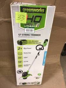 lot 133 image: Greenworks Pro 60V 16 Brushless Cordless String Trimmer only no battery not used see pictures