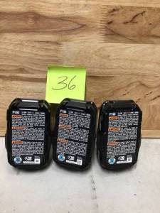 lot 136 image: Lot of 3 Ryobi P190 Batteries in good condition see pictures