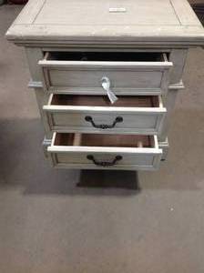American Woodcrafters (Brand Rating 4.35) Stonebrook 3-Drawer Antique Grey Nightstand Slighly Damaged at the Corner Customer Returns See Pictures
