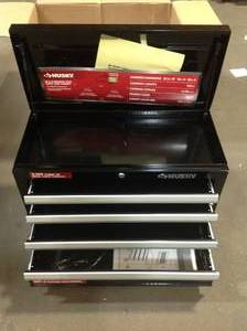Husky 26 in. W 4-Drawer Tool Chest in Gloss Black Customer Returns See Pictures