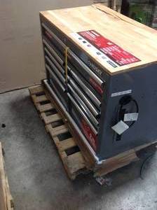 46 in. W x 24.5 in. D 9-Drawer Gloss Gray Deep Tool Chest Mobile Workbench with Hardwood Top  Top Broken See Pictures