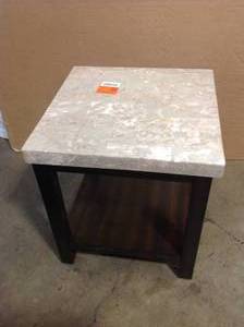 Caleb Espresso Marble-Top End Table Customer Returns See Pictures