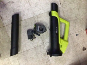 lot 10 image: RYOBI ONE 18V 90 MPH 200 CFM Cordless Battery Leaf BlowerSweeper with 2.0 Ah Battery and Charger