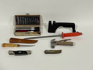 Assorted Knives and Sharpening Tools