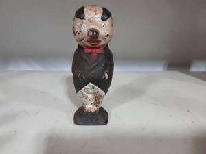 Vintage Piggy Bank Cast Iron Dapper Pig Figurine-7 Tall